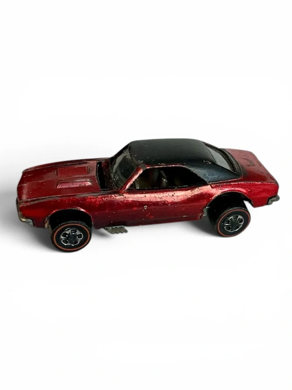 Vintage Hot Wheels Redline 1967 Custom Camaro Red w/Black Roof USA